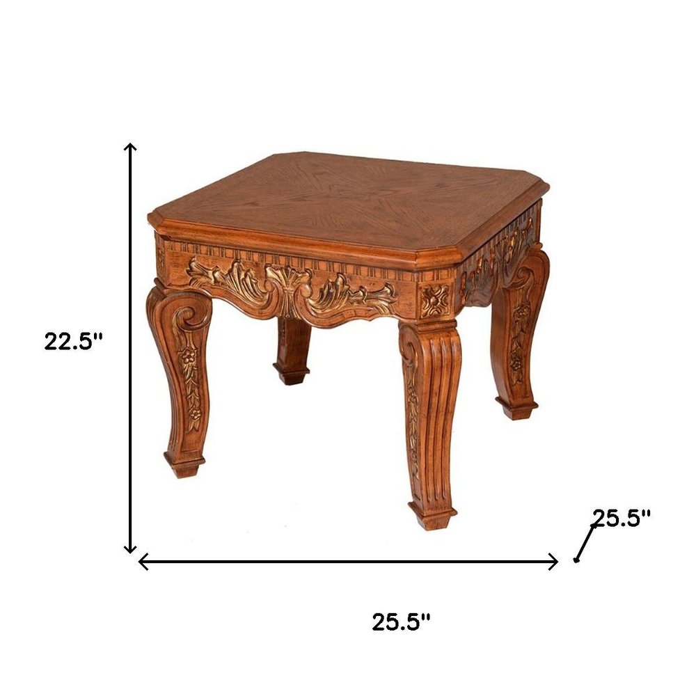 23" Oak Wood Square End Table