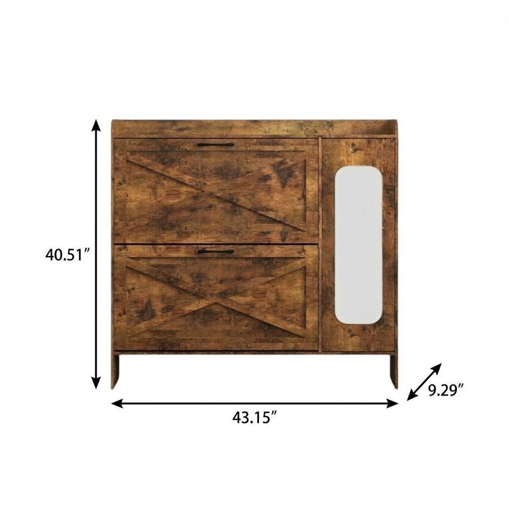 43" Brown Multi-Tier Wood Shoe Organizer
