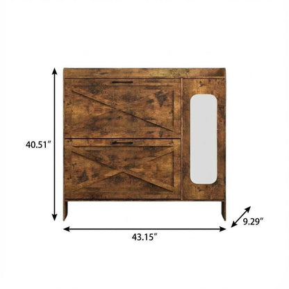 43" Brown Multi-Tier Wood Shoe Organizer