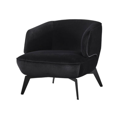 28" Black Velvet and Steel Lounge Chair