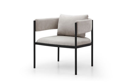 Set of Two 28" Gray and Black Cotton Blend and Metal Lounge Chair And Toss Pillow