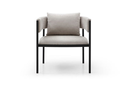 Set of Two 28" Gray and Black Cotton Blend and Metal Lounge Chair And Toss Pillow