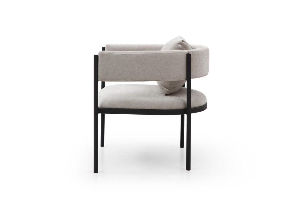 Set of Two 28" Gray and Black Cotton Blend and Metal Lounge Chair And Toss Pillow