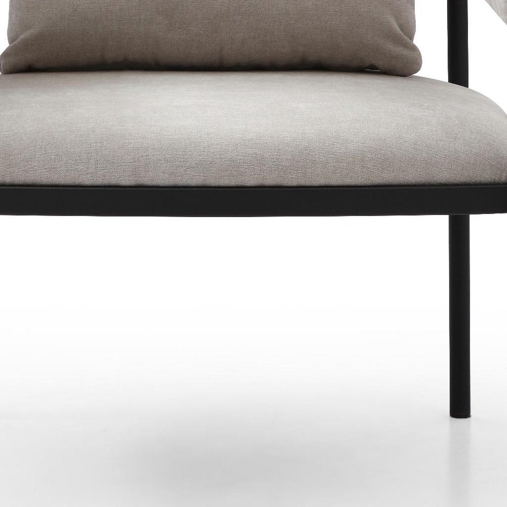 Set of Two 28" Gray and Black Cotton Blend and Metal Lounge Chair And Toss Pillow
