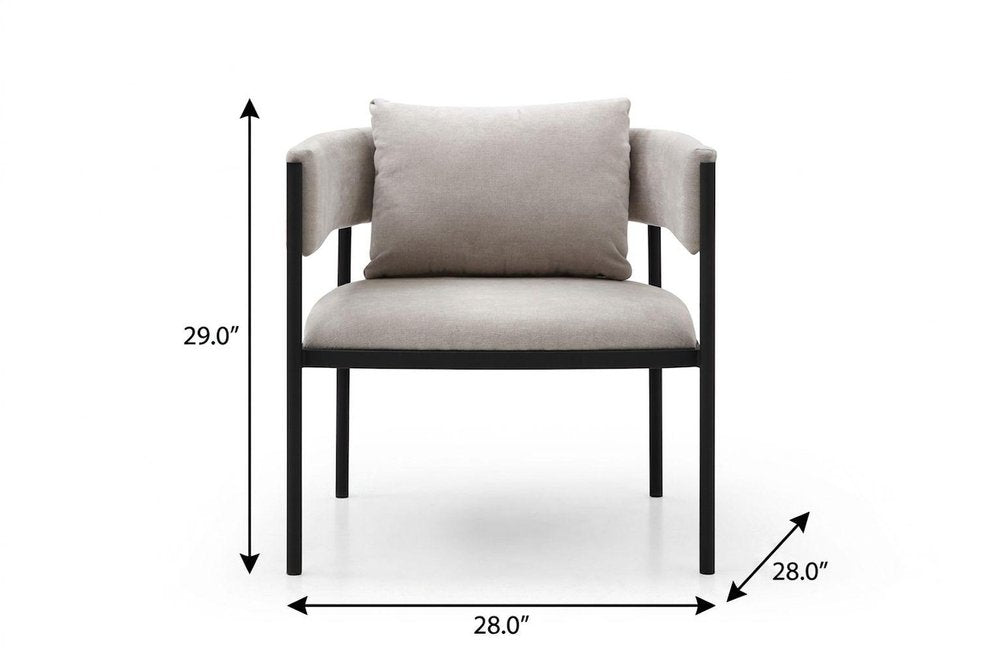 Set of Two 28" Gray and Black Cotton Blend and Metal Lounge Chair And Toss Pillow