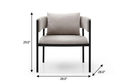 Set of Two 28" Gray and Black Cotton Blend and Metal Lounge Chair And Toss Pillow