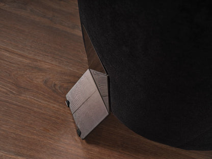 28" Black Velvet and Metal Lounge Chair