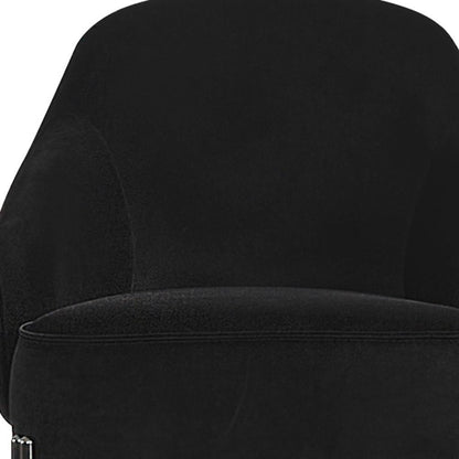 28" Black Velvet and Metal Lounge Chair