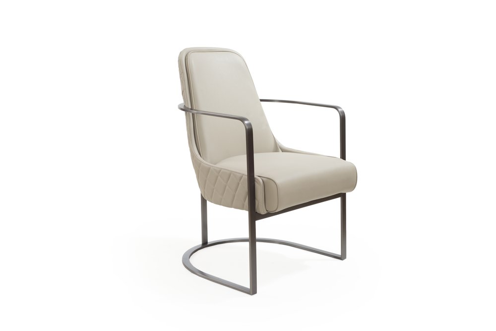 24" Gray Faux Leather and Metal Lounge Chair