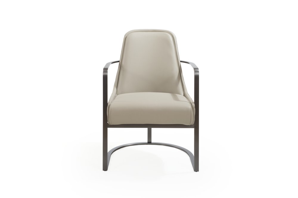 24" Gray Faux Leather and Metal Lounge Chair