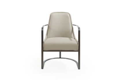 24" Gray Faux Leather and Metal Lounge Chair