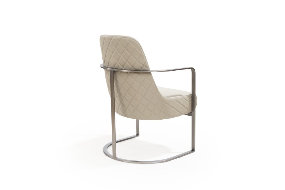 24" Gray Faux Leather and Metal Lounge Chair