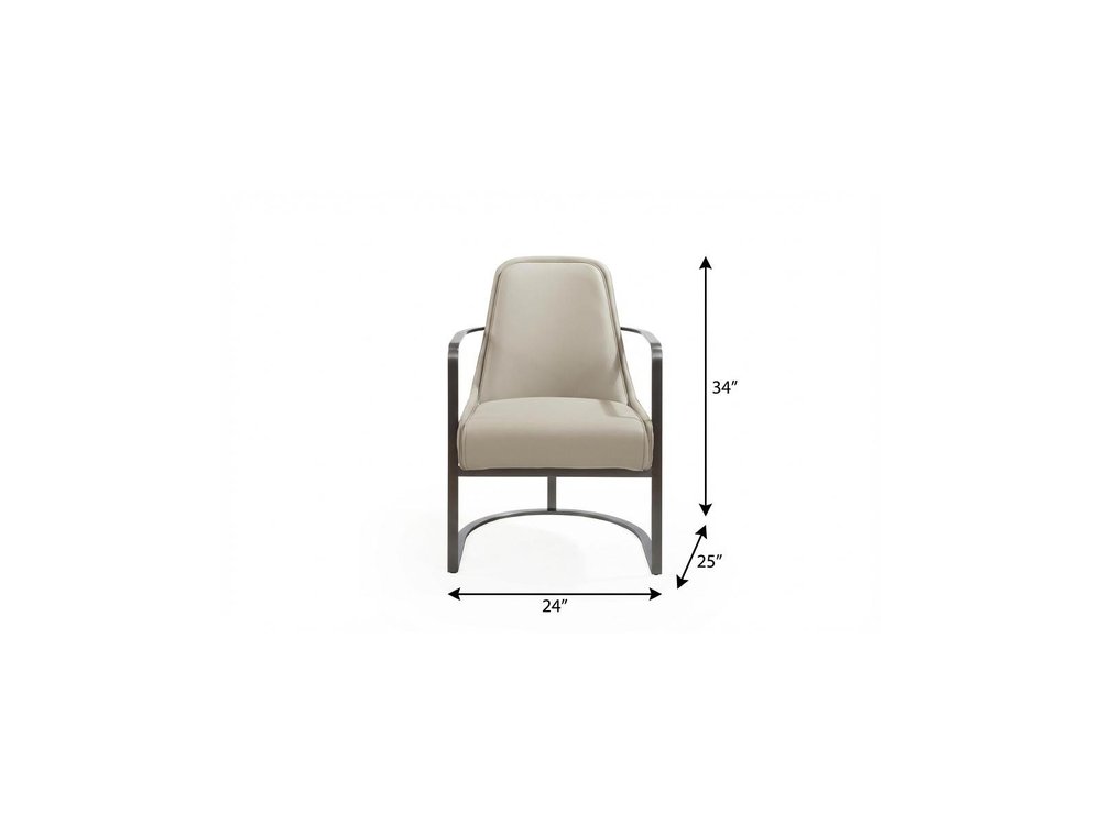 24" Gray Faux Leather and Metal Lounge Chair