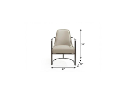 24" Gray Faux Leather and Metal Lounge Chair