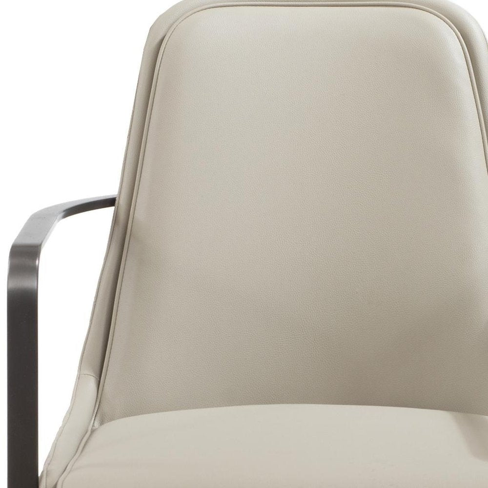 24" Gray Faux Leather and Metal Lounge Chair