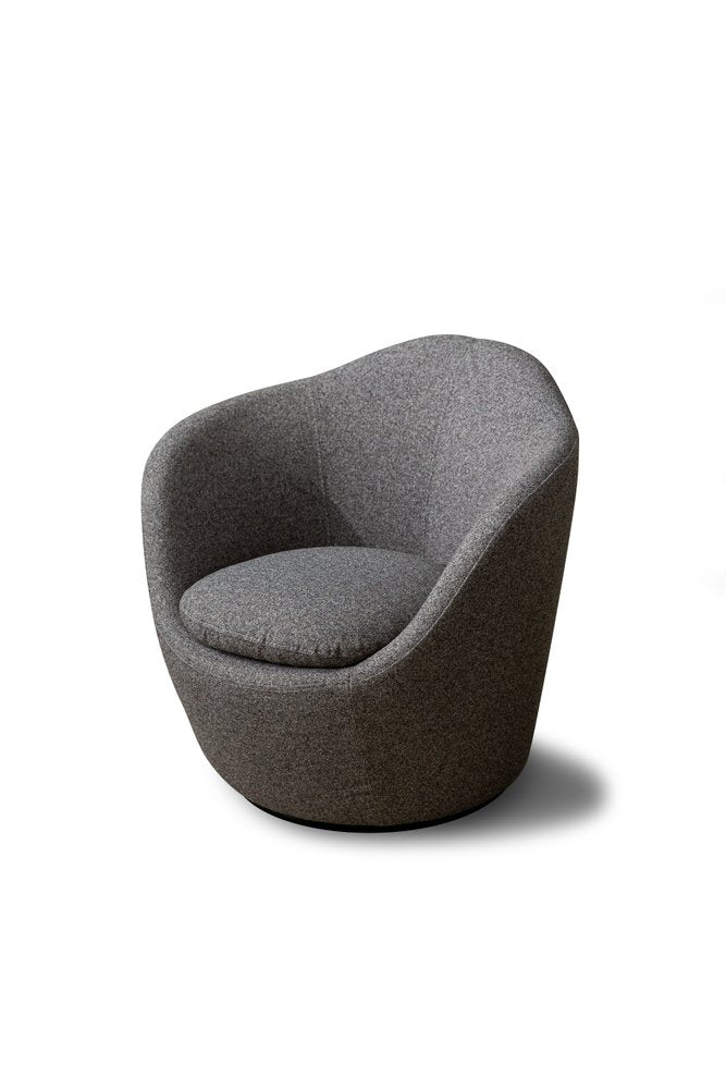 32" Gray Cotton Blend and Metal Lounge Chair