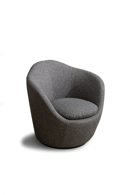 32" Gray Cotton Blend and Metal Lounge Chair