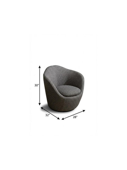 32" Gray Cotton Blend and Metal Lounge Chair