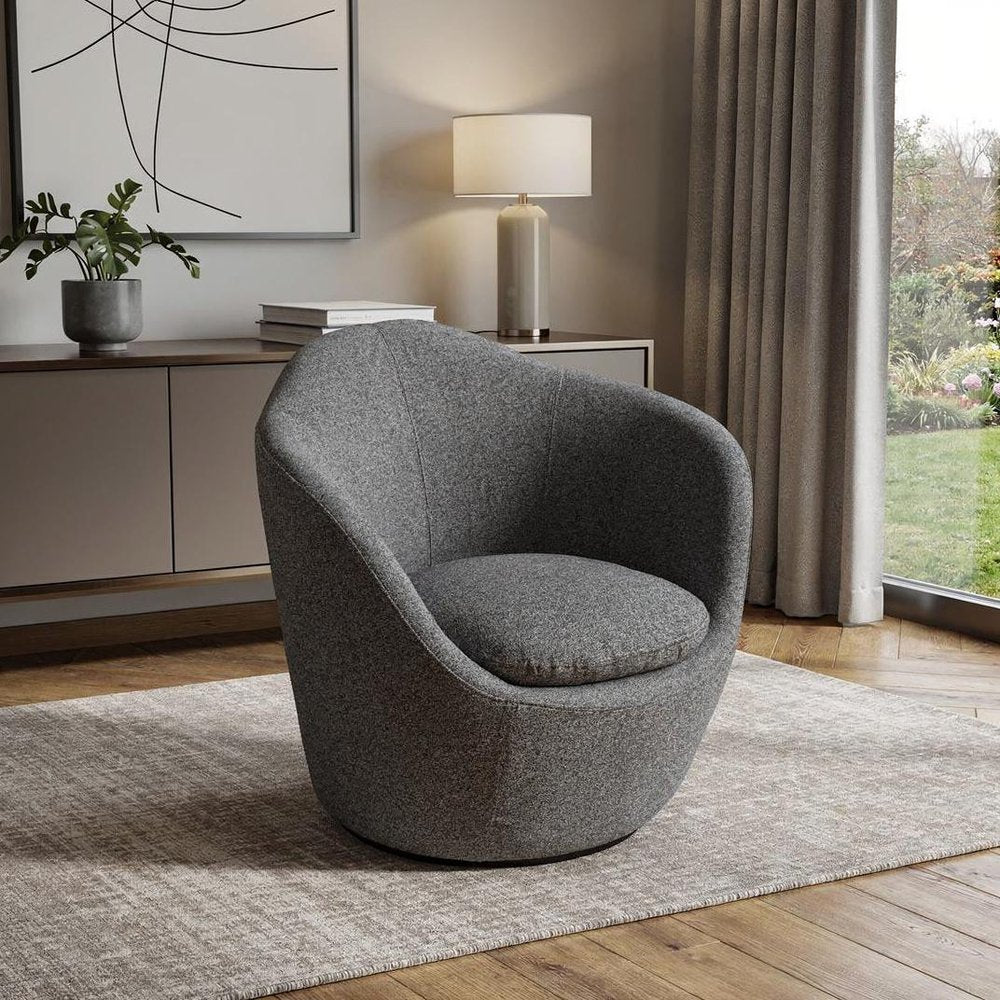 32" Gray Cotton Blend and Metal Lounge Chair