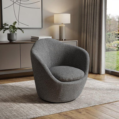 32" Gray Cotton Blend and Metal Lounge Chair