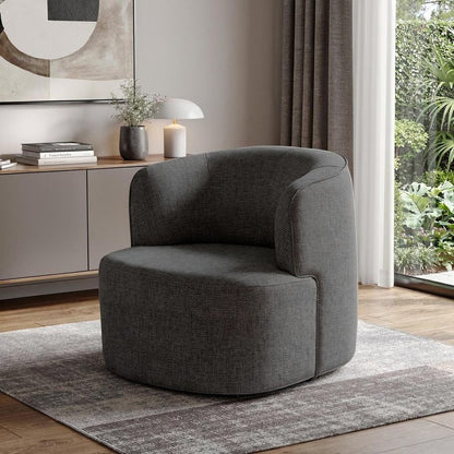 29" Gray Cotton Blend and Metal Lounge Chair
