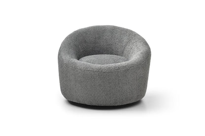 33" Gray Boucle and Metal Swivel Lounge Chair