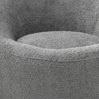 33" Gray Boucle and Metal Swivel Lounge Chair