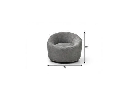 33" Gray Boucle and Metal Swivel Lounge Chair