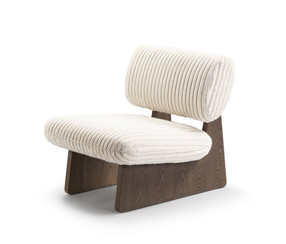 30" White and Ash Gray Faux Fur and Manufactured Wood Lounge Chair