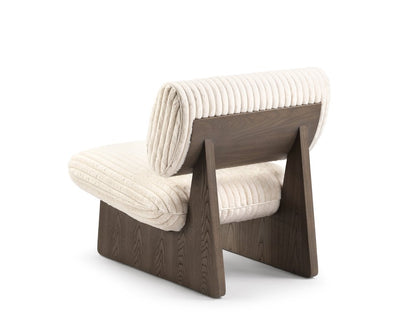 30" White and Ash Gray Faux Fur and Manufactured Wood Lounge Chair