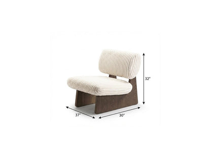 30" White and Ash Gray Faux Fur and Manufactured Wood Lounge Chair