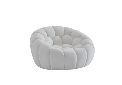 49" White Tufted Boucle Curved Lounge Chair