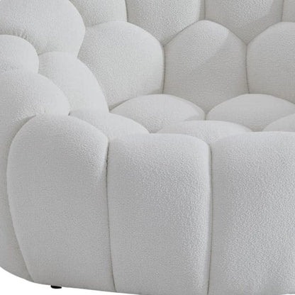 49" White Tufted Boucle Curved Lounge Chair