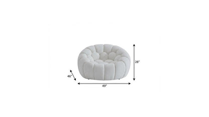 49" White Tufted Boucle Curved Lounge Chair