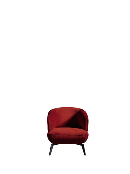 28" Red and Black Velvet and Metal Lounge Chair