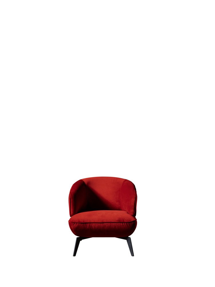 28" Red and Black Velvet and Metal Lounge Chair