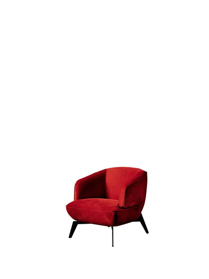 28" Red and Black Velvet and Metal Lounge Chair