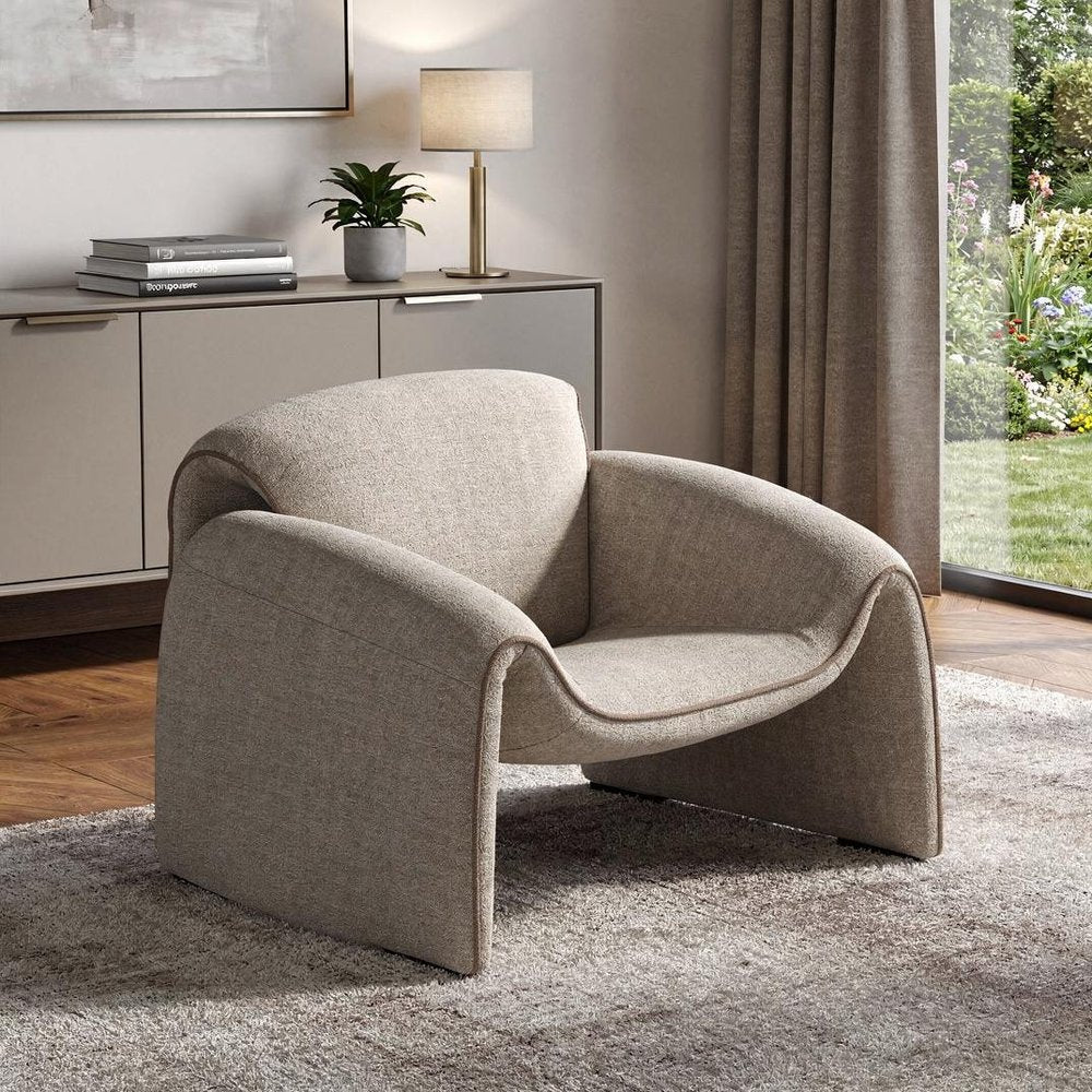 39" Taupe Boucle Lounge Chair