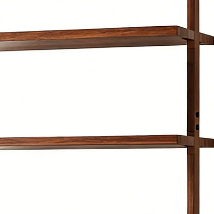 71" Light Brown Wood Adjustable Five Tier Etagere Bookcase
