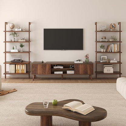 71" Light Brown Wood Adjustable Five Tier Etagere Bookcase