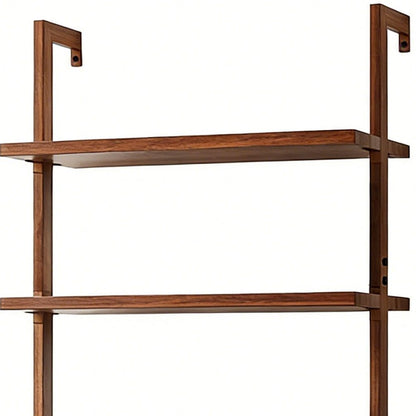 71" Light Brown Wood Adjustable Five Tier Etagere Bookcase