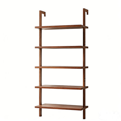 71" Light Brown Wood Adjustable Five Tier Etagere Bookcase