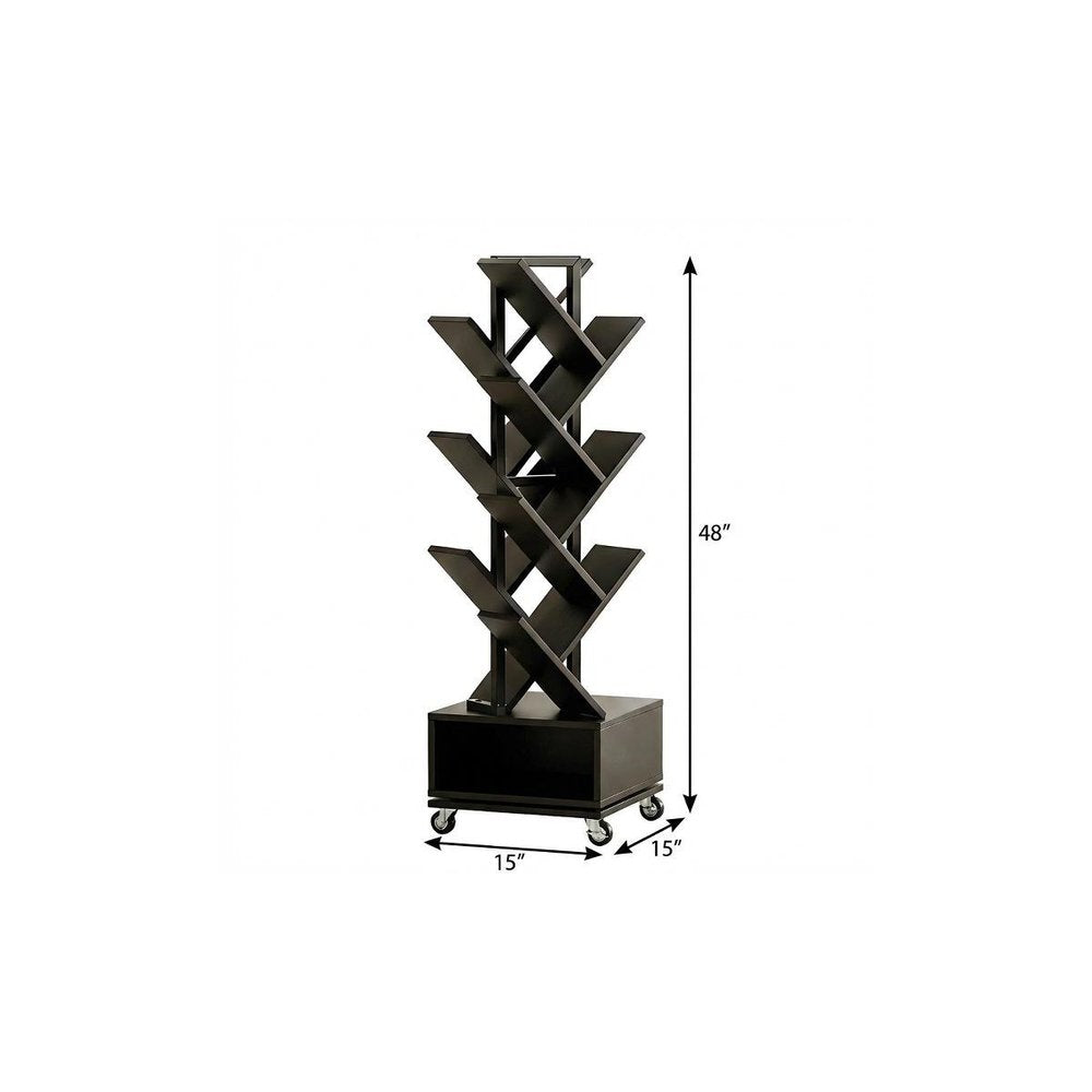48" Black Wood Sixteen Tier Etagere Bookcase
