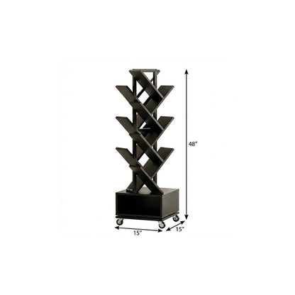 48" Black Wood Sixteen Tier Etagere Bookcase