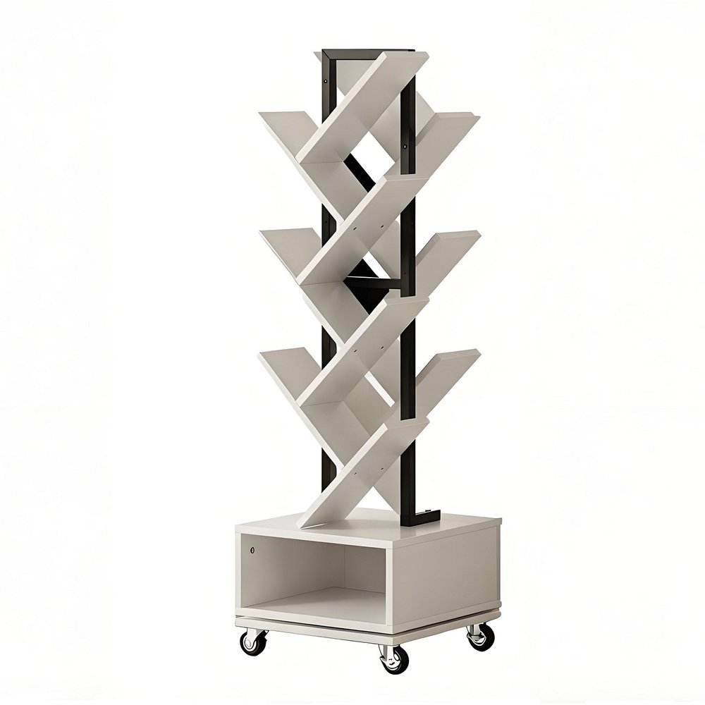 48" White Wood Sixteen Tier Etagere Bookcase