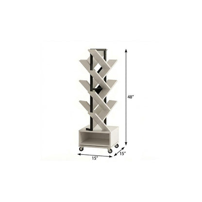 48" White Wood Sixteen Tier Etagere Bookcase