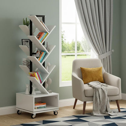 48" White Wood Sixteen Tier Etagere Bookcase