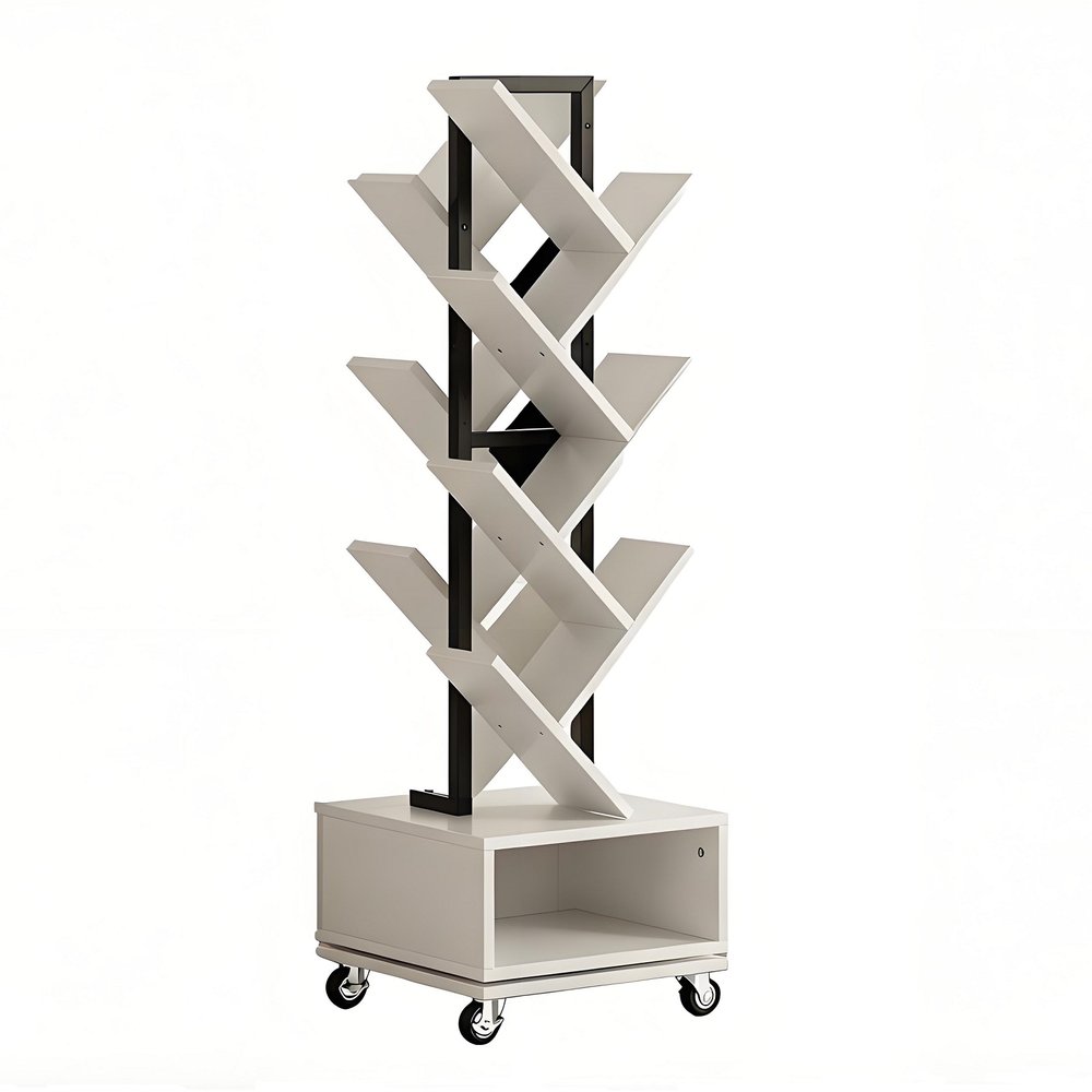 48" White Wood Sixteen Tier Etagere Bookcase