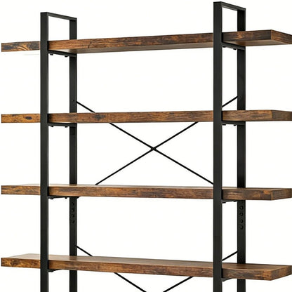 80" Brown Wood Six Tier Etagere Bookcase