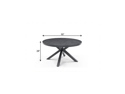 55" Dark Gray Ceramic Glass and Aluminum Round Outdoor Dining Table